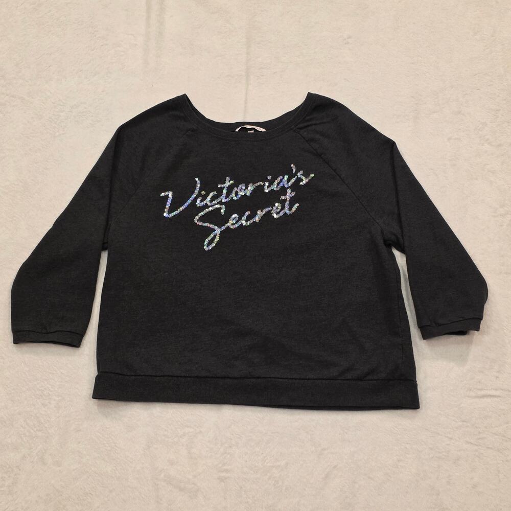 Victoria's Secret Women's Medium Black Sequin Sweatshirt